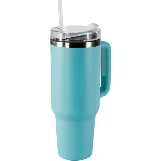 1.2L Double Walled Travel Mug with Straw Aqua